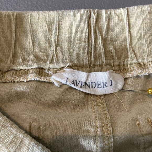 LAVENDER J Pants Micro Corduroy Flare Raw Hem Stretch Boho Hippie Womens S Beige - Picture 3 of 9